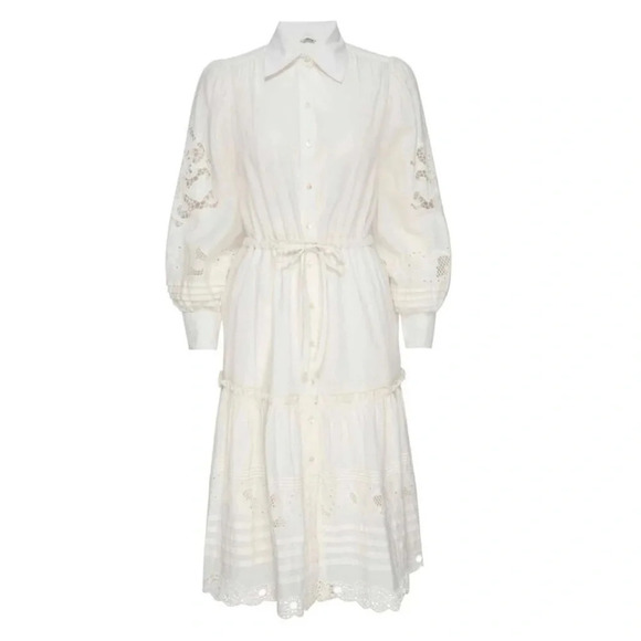 St. Roche Darcy Embroidered Shirtdress Milky NWT Regencycore Bridgerton French - Picture 6 of 7